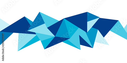 Foto An abstract geometric pattern with a wave of blue and cyan polygons creating a dynamic and modern design