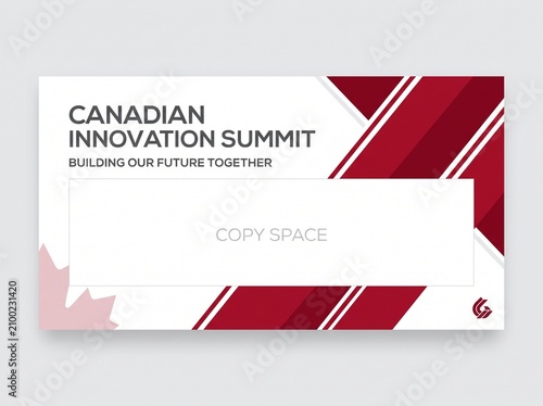 Canadian Innovation Summit, business conference template, red and white design, copy space, event branding