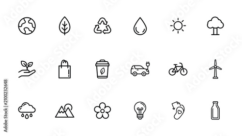 Eco friendly icons for sustainable living and green energy