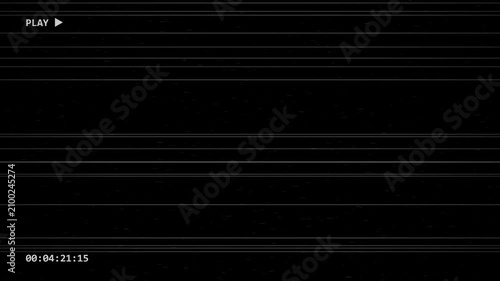 Vintage Analog Video Tape Playback Interface Overlay with Static Scanline Glitch Effects and Timecode Display