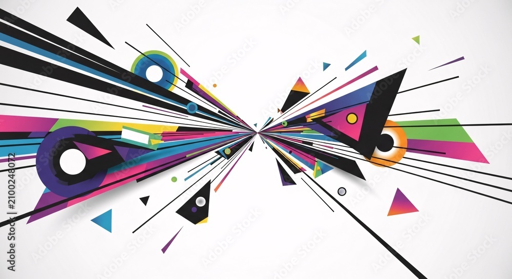 Fototapeta premium Vibrant abstract geometric shapes explosion.