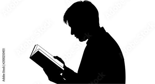 Foto Man Reading Book In Profile Silhouette reader