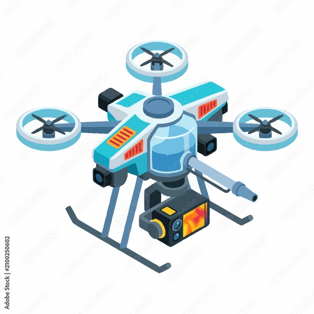Fototapeta premium Modern quadcopter drone with camera flying in the sky.