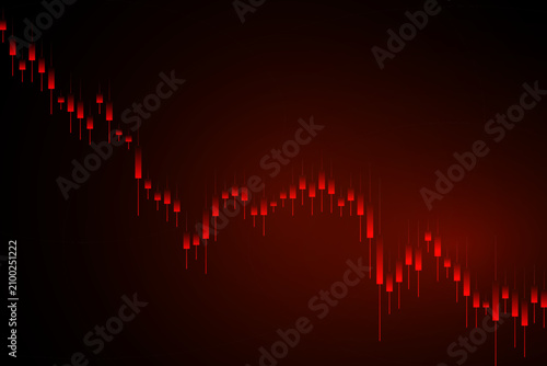 Konstfotografi Red candlestick chart illustrating a sharp stock market downtrend, financial loss and negative market sentiment