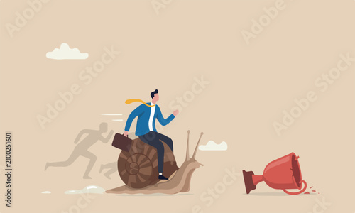 Obraz na plátně Slow, inefficient or bigger one fall stupid mistake, businessman idiot leader ri