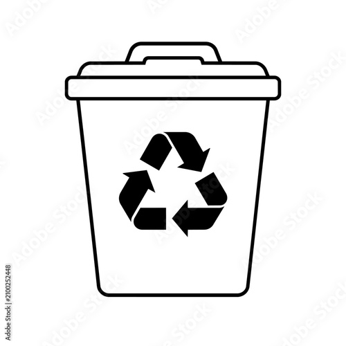 Recycling bin with recycling symbol on a clean white background