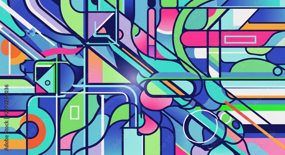 Fototapeta premium Vibrant abstract geometric shapes and lines.