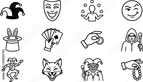 Various circus and magic icons