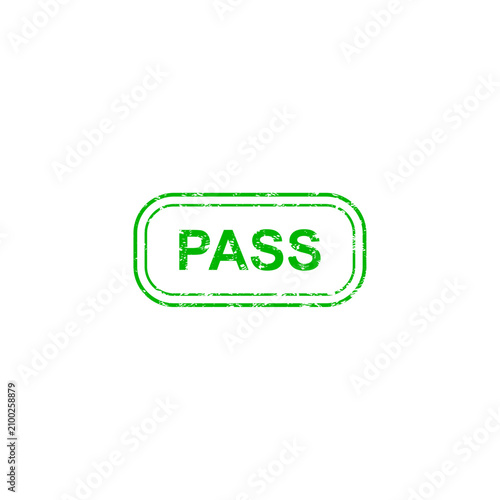 Green pass vector illustration with distressed rounded-rectangle stamp on white background