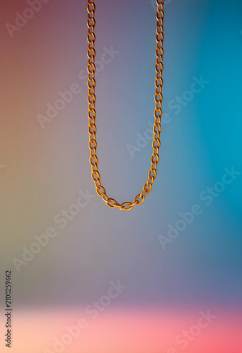Golden chain necklace with ...