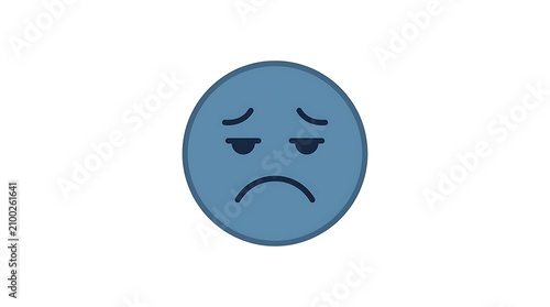 Sad Blue Emoji Face Expressing Melancholy and Disappointment.