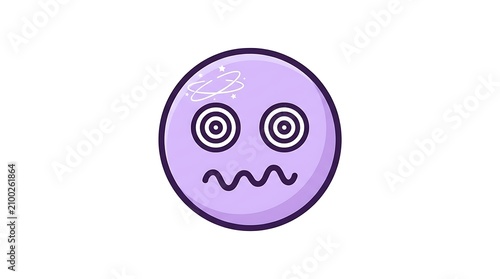 Dizzy purple emoji with swirling eyes and wavy mouth.