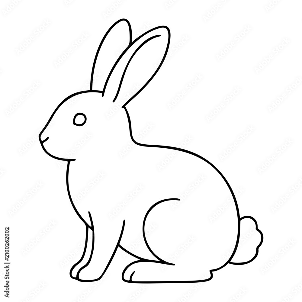 Obraz premium Charming hand-drawn vector illustration of a cute sitting rabbit in elegant minimalist line outline style ideal for scalable animal designs nature projects and creative graphic resources