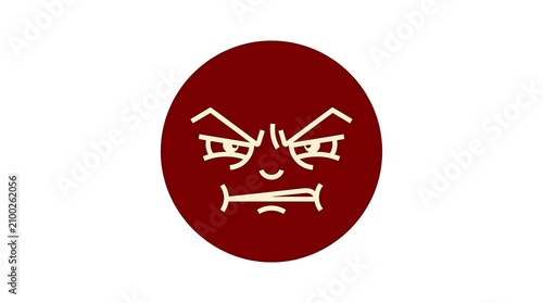 Red Angry Face Emoji Illustration on White Background.