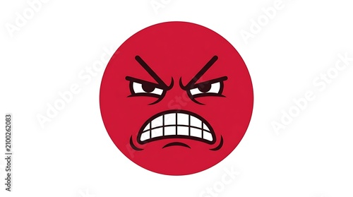 Red Angry Face Emoji Illustration on White Background.