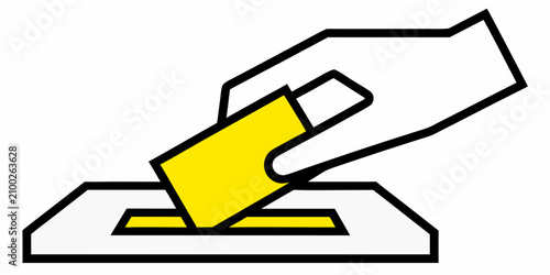 Hand Depositing A Ballot Into A Box Flat Vector Illustration
