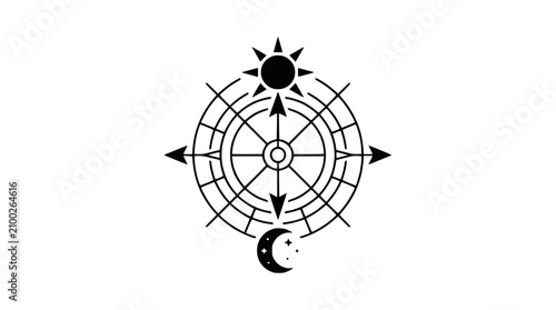 Photos Celestial Compass Sun Moon Astrology Symbol