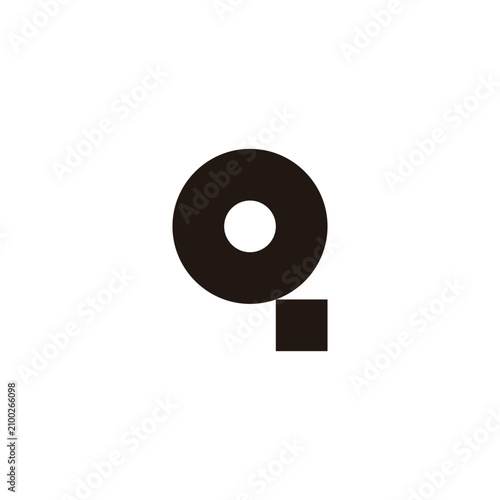 Letter oq qo o q outline geometric symbol simple logo vector