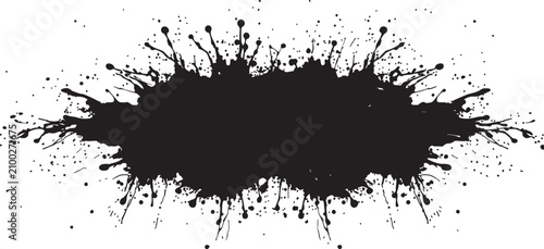 Tableau sur toile Black Grunge Ink Splat Background with Paint Splash Splatter Stain Drips and Spr