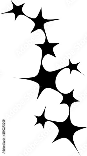 Cyberpunk Sparkle Star Cluster Illustration, Y2K shape, Futuristic Digital Decorative Element