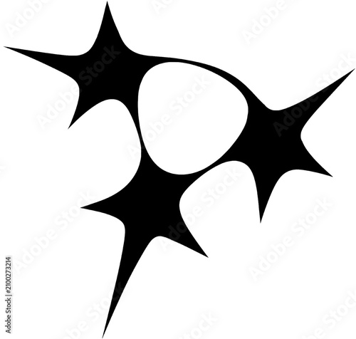 Black Four Point Twinkle Symbol Set, Black Sparkle Star Big Small Illustration, Group of star