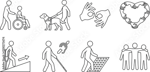 Foto Accessibility And Disability Support Vector Icon Set Featuring Inclusion Diversi