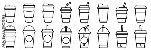 Obraz na płótnie Coffee cup icon vector in line and flat style featuring disposable paper cups, p
