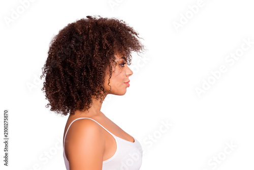 Fotografía Side view, profile portrait with cope space, empty place of charming, sexy, pret