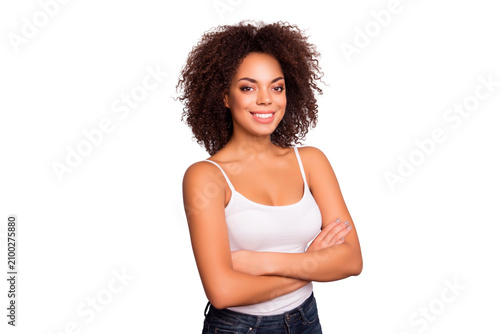 Cuadro en lienzo Portrait of cheerful, pretty, cute, attractive, sexy, modern, nice, positive, sw