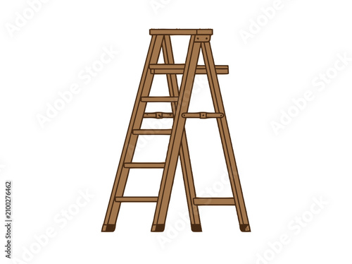 Wooden stepladder isolated on white background