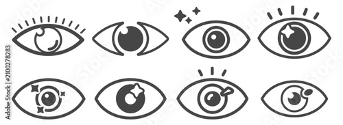 Schilderij op canvas Eye icon set in simple vector style