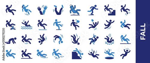 People Falling Icons Set