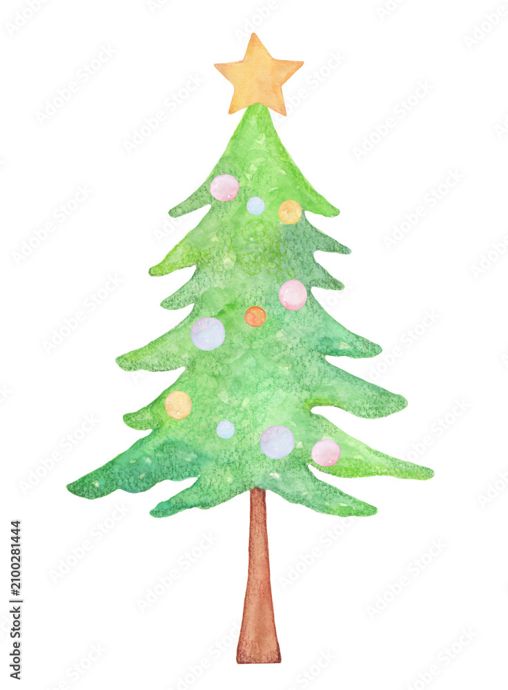 Fototapeta premium 水彩で描いたクリスマスツリー 