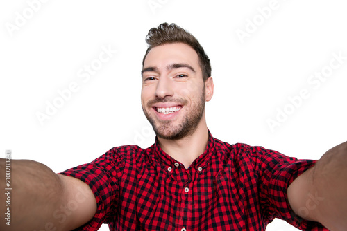 Quadro em tela Close up portrait of cheerful excited carefree restless active positive amusing