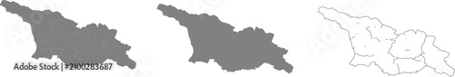 Photography Set of georgia country map silhouettes and outline illustration