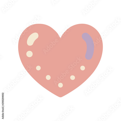 Pink heart with white spots.