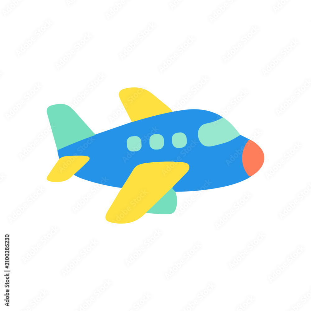 Naklejka premium Colorful cartoon airplane in flight.