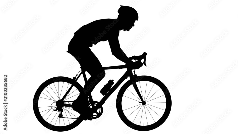 Fototapeta premium Man riding a bicycle fast outdoors.