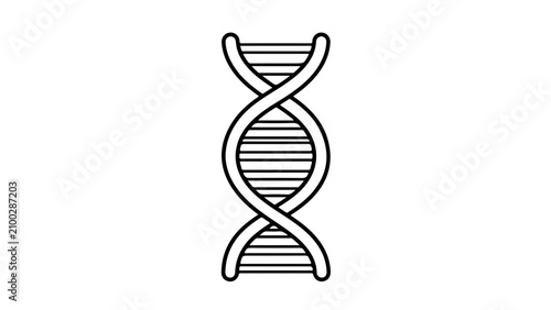 Isolated DNA double helix diagram depicted with precise line art on a neutral white backdrop for educational or scientific presentations.