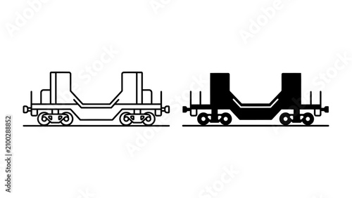 Foto Freight Wagon Icons: Two distinct graphic representations of a freight wagon, one in outline and the other in silhouette, depicting a railcar designed for transporting goods