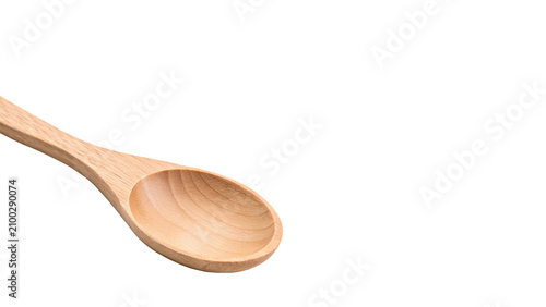 Canvastavla Simple natural round wooden bamboo cooking spoon utensil isolated on transparent