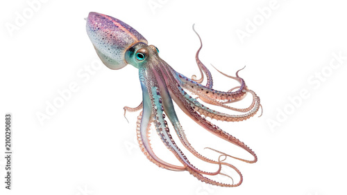 Tableau sur toile Realistic purple marine squid cephalopod mollusk seafood ingredient isolated on