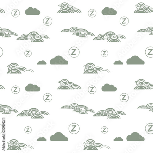 Fotografía Sleepy clouds pattern with Zzz symbols, gentle, peaceful, rest, calm, relaxation