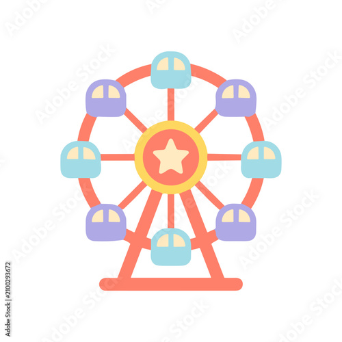 Colorful Ferris Wheel Amusement Park Ride.