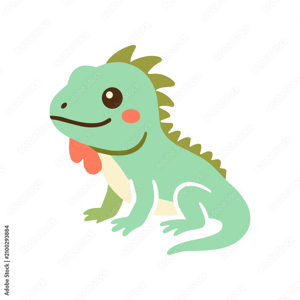Fototapeta premium Cute cartoon green dinosaur character.