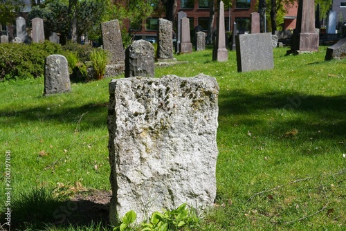 Cuadro en lienzo Blank gravestone in The Cemetery of Our Saviour (Norwegian: Var Frelsers gravlund)