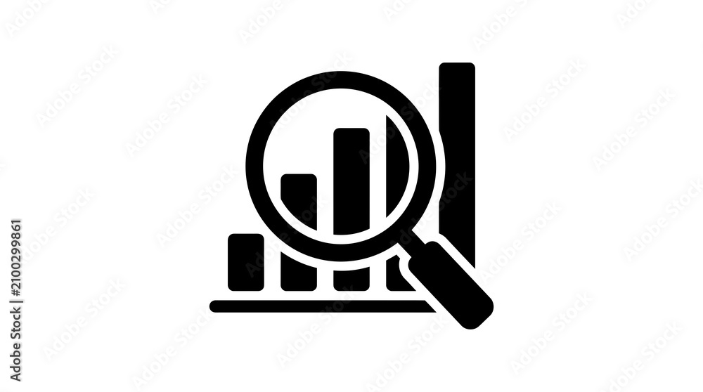 © suba - Data analysis icon magnifying glass over business charts and graphs representing insight and strategy © suba - Data analysis icon magnifying glass over business charts and graphs representing insight and strategy