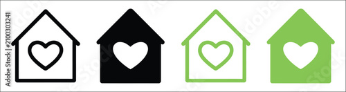 Tableau sur toile House with heart icon representing home, family care, community support, charity, healthcare, social services, and compassionate living in modern style, vector, designs