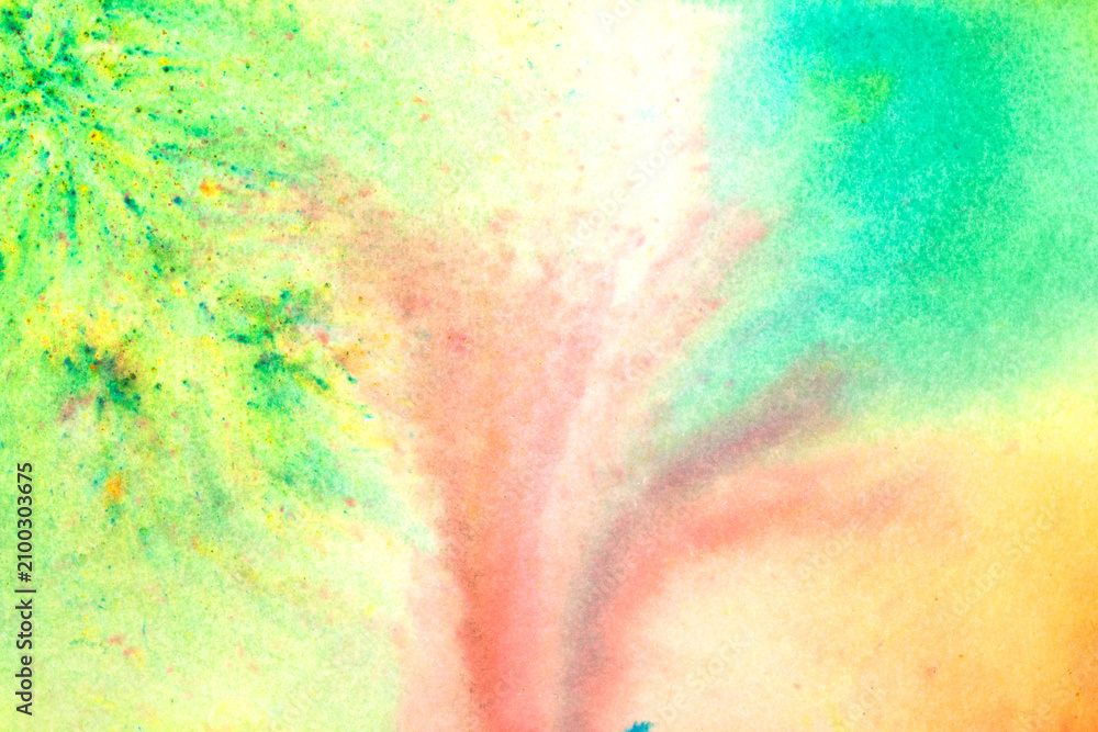 Naklejka premium A vibrant and colourful watercolour abstract painting on canvas painted with wild and free brush strokes