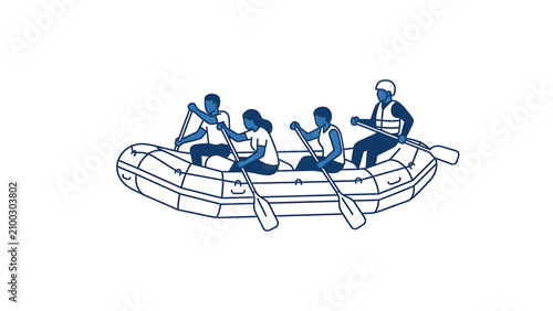 Billede på lærred People rafting on a river